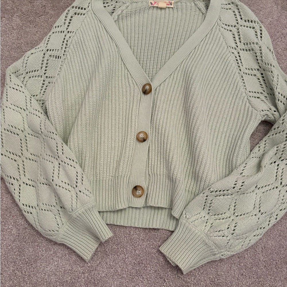 It's Our Time Sage Button-Up Cardigan